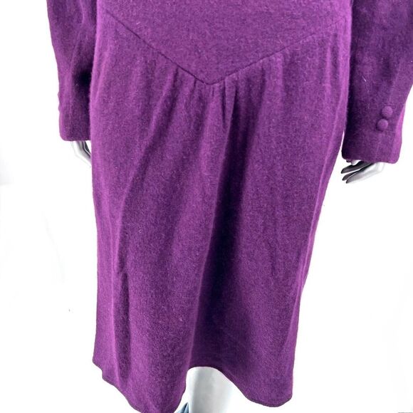 VTG Vicunol Argentina Purple Merino Angora Wool Long Slv Sweater Dress & Sash - Picture 3 of 10
